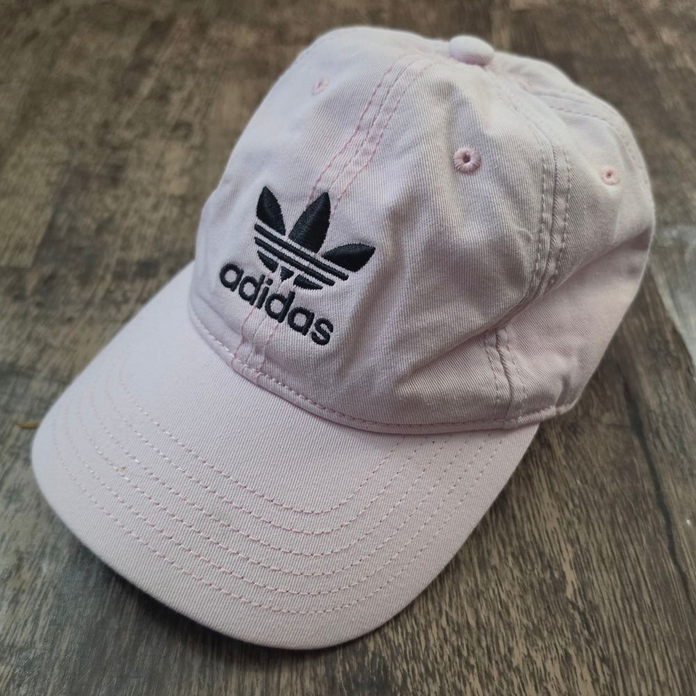 ADIDAS Originals Relaxed Strapback Hat Womens OSFW Pink Trefoil Logo Dad Cap